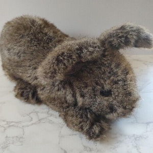 Ditz Designs Plush Bunny Rabbit Mottled Brown Fur Realistic Stuffed Animal 14 In
