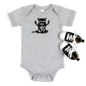 Peace Sign Bodysuit, Raccoon Baby Gift, Trash Panda Baby Gift, Woodland Animal Baby Shirt, Peace Loving Raccoon Bodysuit, Baby Shower Gift