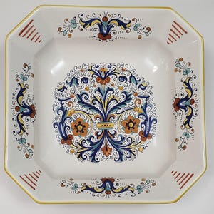 Deruta Ceramiche Made In Italy Flowers Huge 13” Square Serving Bowl Huge Large