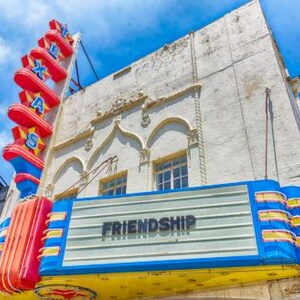 Colorful Historic Texas Theatre, Dallas, Texas framed print (8.5 x 6.5 inches). Free Shipping
