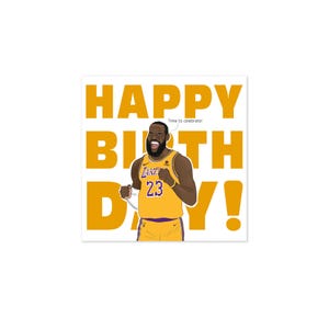 Carte d'anniversaire Lebron James Lakers pour lui, carte d'anniversaire sur le thème du sport pour elle