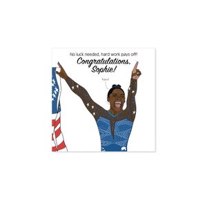 Carte de félicitations Simone Biles pour elle, carte de nouvel emploi, carte de diplôme