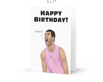 Tennis Birthday Card Featuring Carlos Alcaraz | Sports Fan Greeting