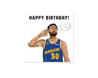 Steph Curry Birthday Card, Golden State Warriors Fan Gift