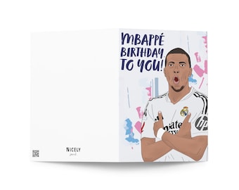 Kylian Mbappé Birthday Card, Inspired by the Real Madrid Footballer, USA
