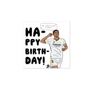 Carte d'anniversaire Jude Bellingham pour lui, carte d'anniversaire football pour elle