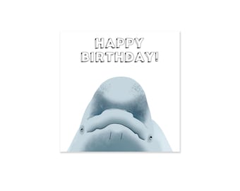 Happy Birthday Beluga Whale Card, Animal Celebration Gift for Friends