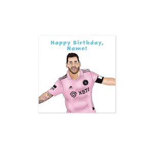 Personalised Messi Birthday Card for him, Football Birthday Card for her