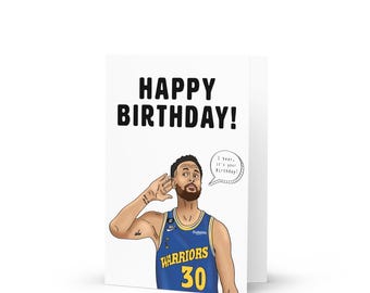 Steph Curry Birthday Card, Golden State Warriors Fan Gift, Sports Themed Design, USA