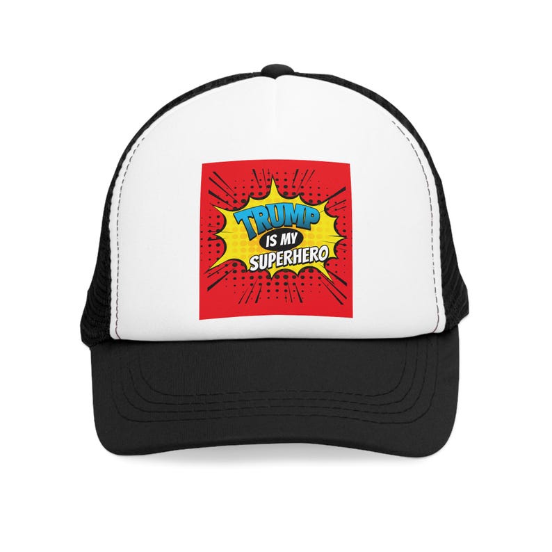 Trump Is My Superhero Hat - Patriotic Cap for Supporters.Mesh Cap image 2