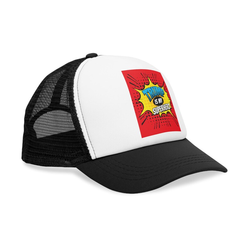 Trump Is My Superhero Hat - Patriotic Cap for Supporters.Mesh Cap image 3