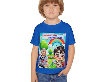 Gift-Personalized Birthday T-Shirt for Kids with Cartoon and Photo