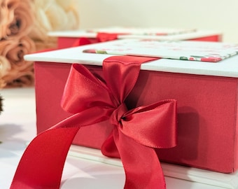 Red Gift Box with Satin Ribbon: Bridesmaid Proposal, Mother's Day