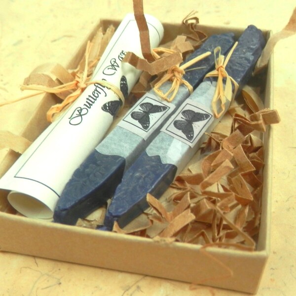 Natural Sealing wax NAVY BLUE 2 sticks seal wax with wick  for stamp