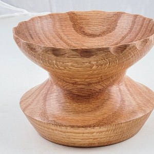 Wide Rim Golden Red Oak Wood Bowl Vessel  (49)