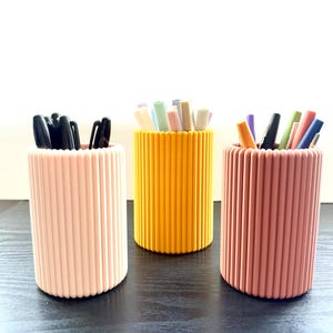 Pleated Pencil Cup, Ribbed Pen Holder, Office Desk Accessories, Minimalist Decor, Toothbrush Holder, Bathroom Organizer, Office Organizer