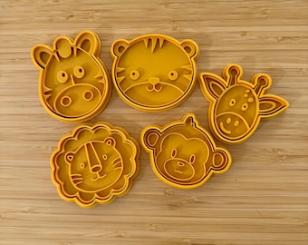 Jungle Animals Cookie Cutter Embosser Stamp Set-10pc Set- Safari Animal Cookies, Jungle Cookies, Baby Shower Cookies, Birthday, Zoo animals