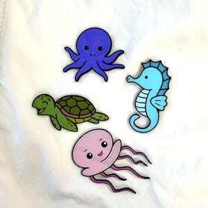 Fridge Magnets board magnets, gift for kids, birthday gift, ocean animals, kids activity, kitchen decor, office plant decor – Set of 4