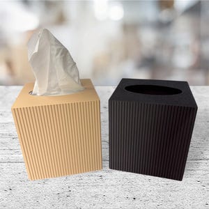 Ribbed Tissue Box Holder, Modern Tissue Box Cover, Pleated Tissue Holder, Square Tissue Cover, Kleenex Box Cover, Bathroom Decor, Home Decor