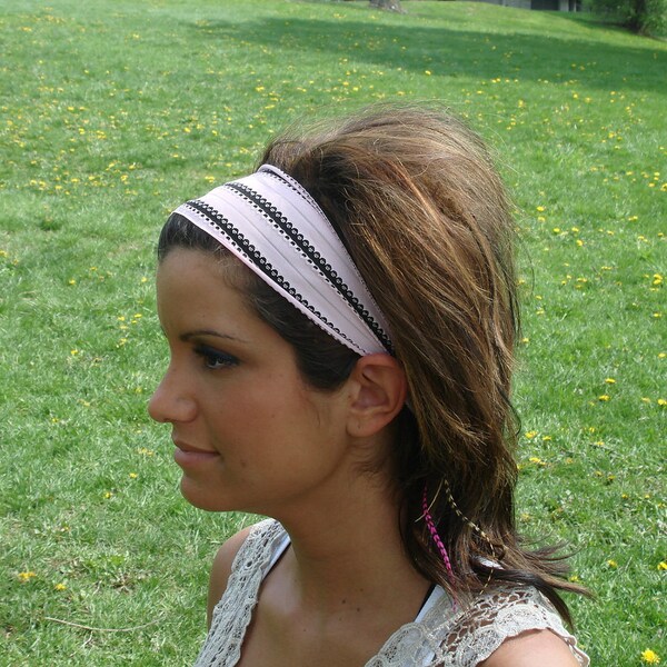 Pink and Black Striped Workout Headband