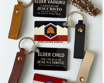 Double-Sided Custom Missionary Name Tag Keychains – Personalized for Any Mission & Language