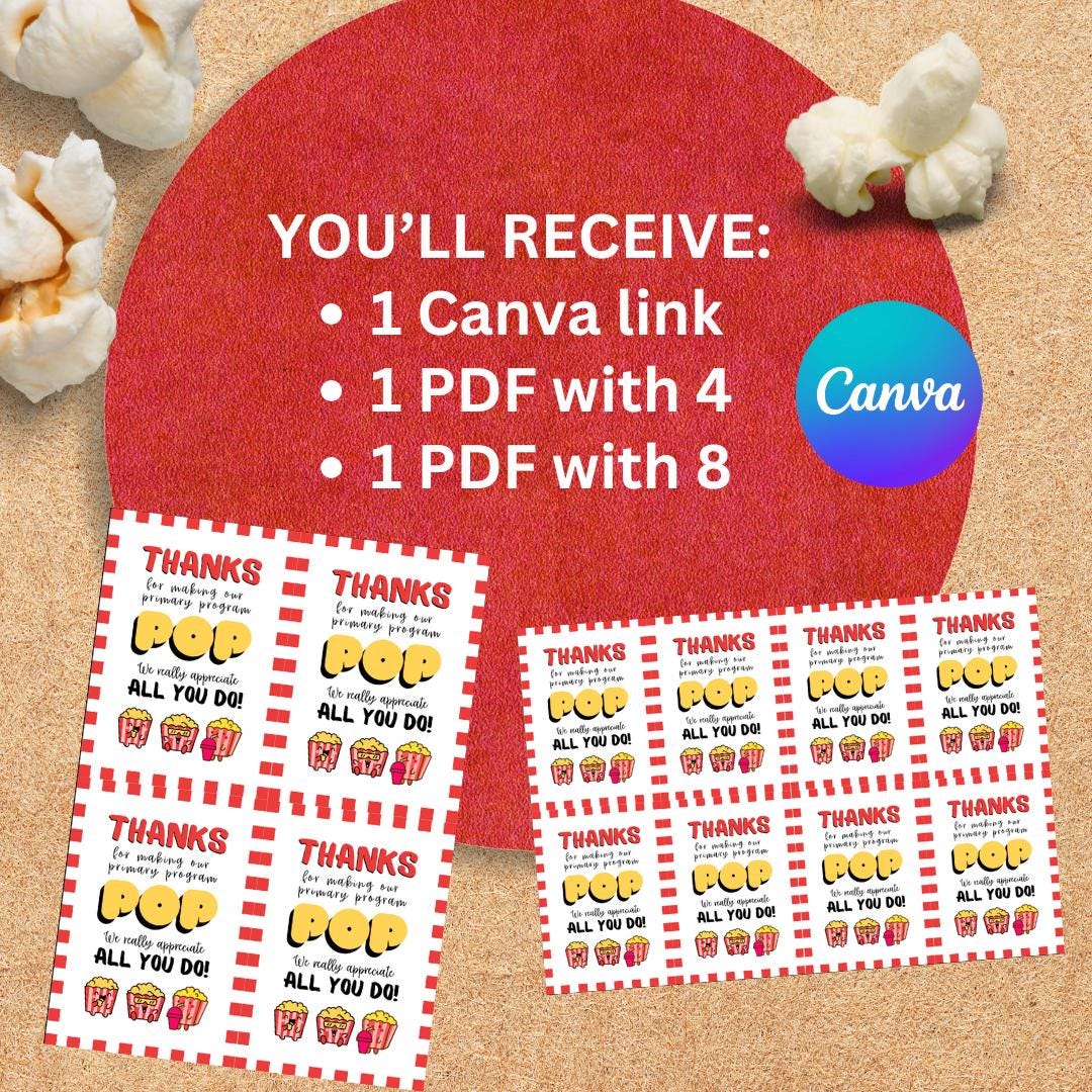 Popcorn Incentive Note Popcorn Thank You Note for Primary Program - Etsy