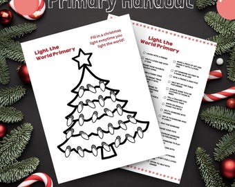 LDS Primary Christmas handout Light the World