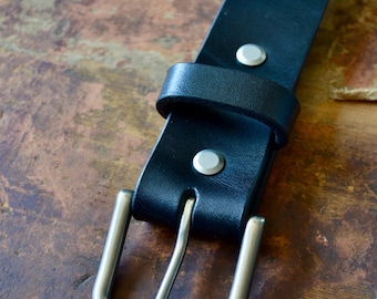 Hermann Oak Black No.3 Belt – Nickel Heel Bar Buckle