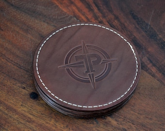 Leather Coaster Set of 2: Full Grain, Water-Resistant