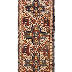 1880s Antique Caucasian Kazak Eagle Rug [4&#39;1x9&#39;1]