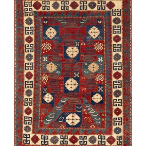 19th Century Kazak Inspired Pinwheel Rug [6&#39;2x8&#39;3]