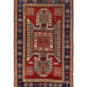 1880 Antique Caucasian Sewan Sevan Kazak Rug [4&#39;7x7&#39;6]