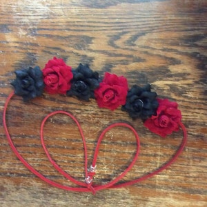 Black and Red Flower Headband image 1
