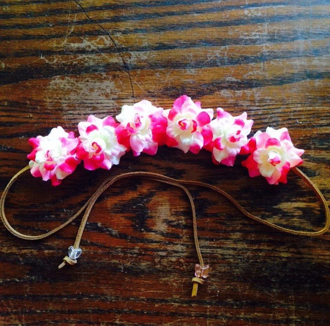 Pink & White Flower Power Bohemian Flower Crown Headband -halo - Etsy