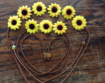 Mommy and Me matching SunFlower Bohemeian Flower Power Headbands   Flower Power - Flower Crown - Halo