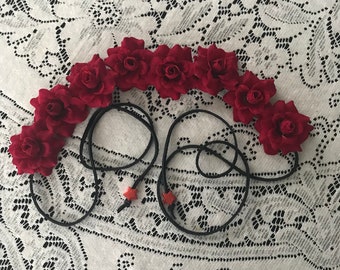 Red Silk Flower Crown Headband