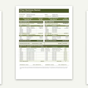 Bank Reconciliation Template Excel Google Sheets, Auto Calculating Monthly Bookkeeping Spreadsheet for Small Business, 3 Colors