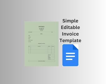 Editable Google doc invoice Template - Google Doc- Editable Invoice - Invoice Template - Minimalist invoice - Invoice Form  - Printable