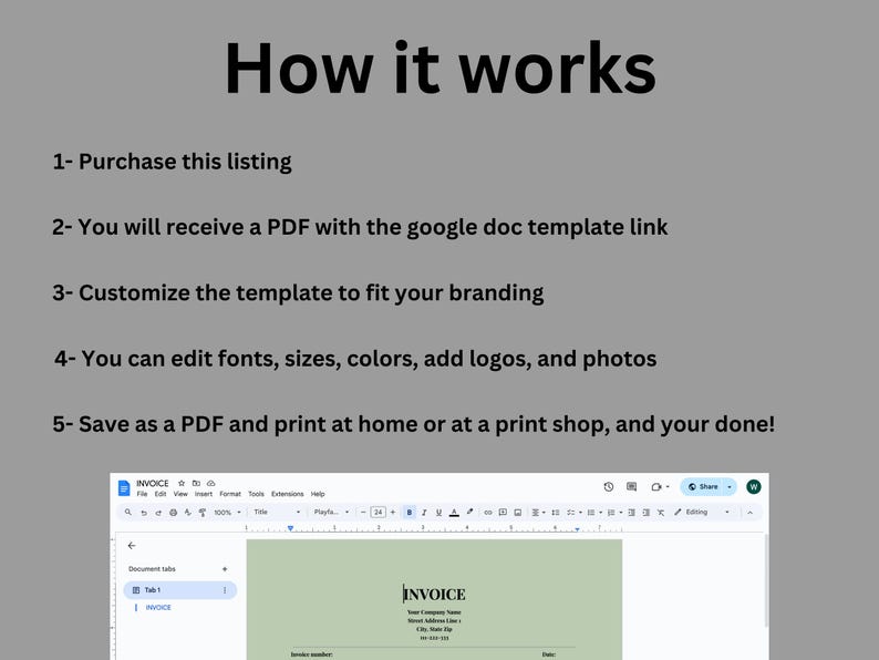 Editable Google Doc Invoice Template - Google Doc- Editable Invoice ...