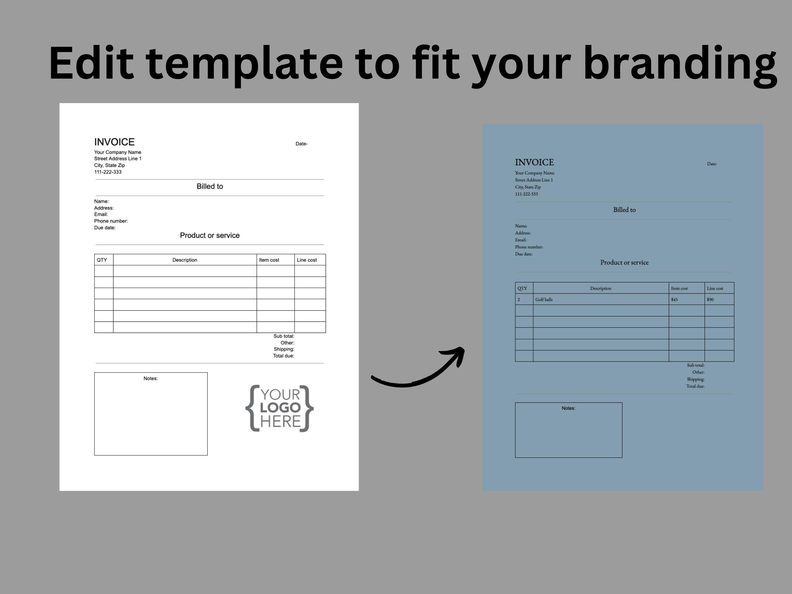 Editable Invoice Template – Modern Minimalist Google Docs (printable ...