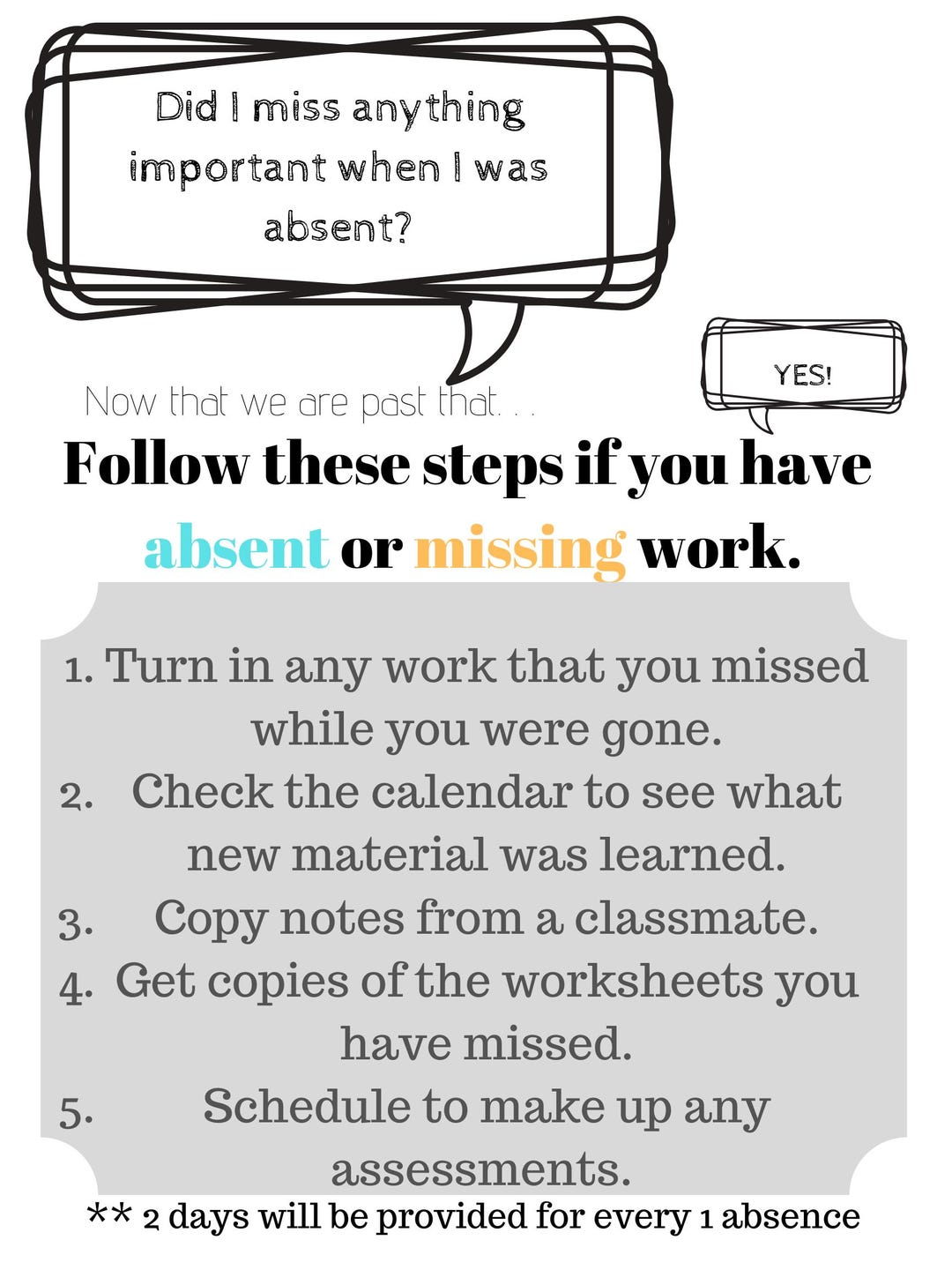 Absent Work Poster - Set of 1 - Etsy