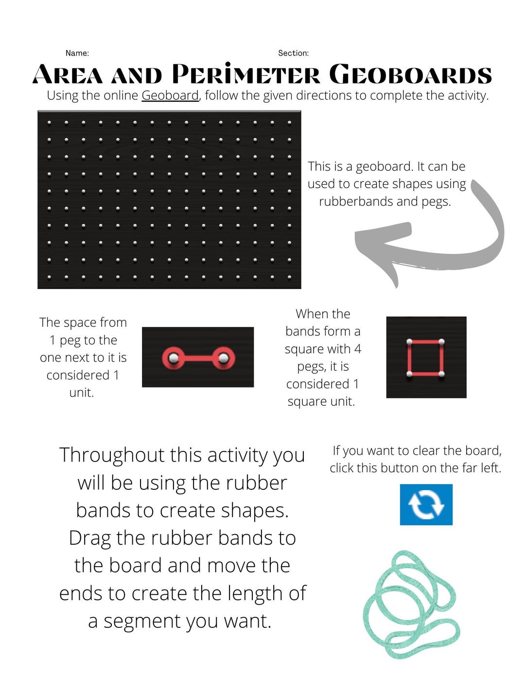 Area and Perimeter Geoboard Activity - Etsy