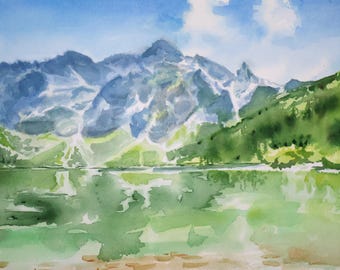 paisagem de montanha com lago