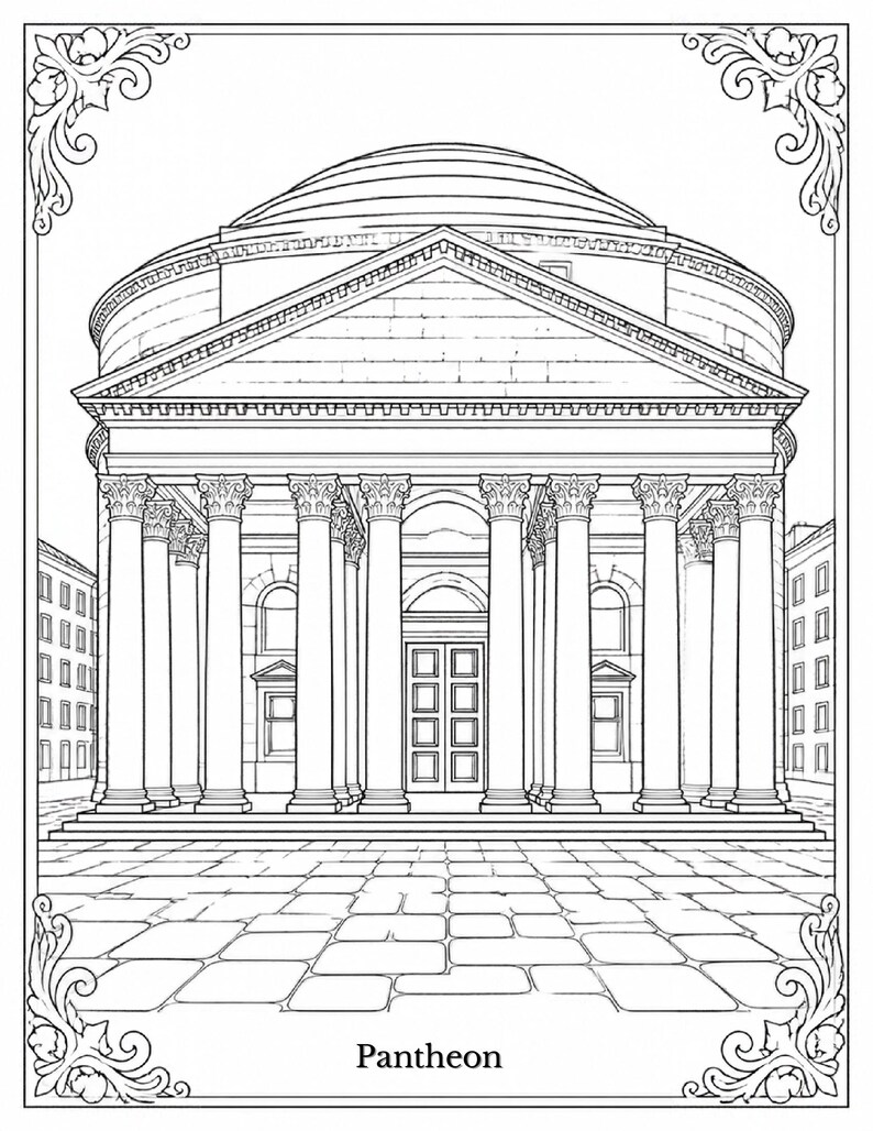 50 Rome Spots Coloring Pages: Iconic Landmarks, Piazzas and Scenes of