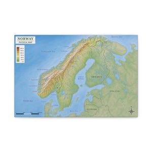 Norway Physical Map Matte Canvas
