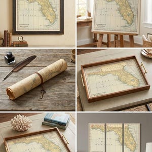 Mapa antiguo de Florida – Decoración de pared y cartografía de Florida al estilo antiguo