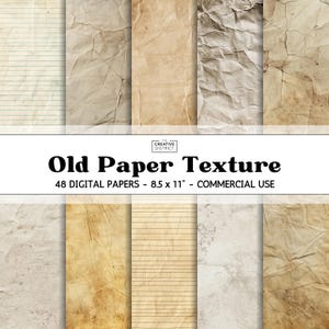 Old Paper Texture Digital Papers, Parchment Digital Paper, Grunge Papers, Antique Document Textures, Vintage Junk Journal Background Pack