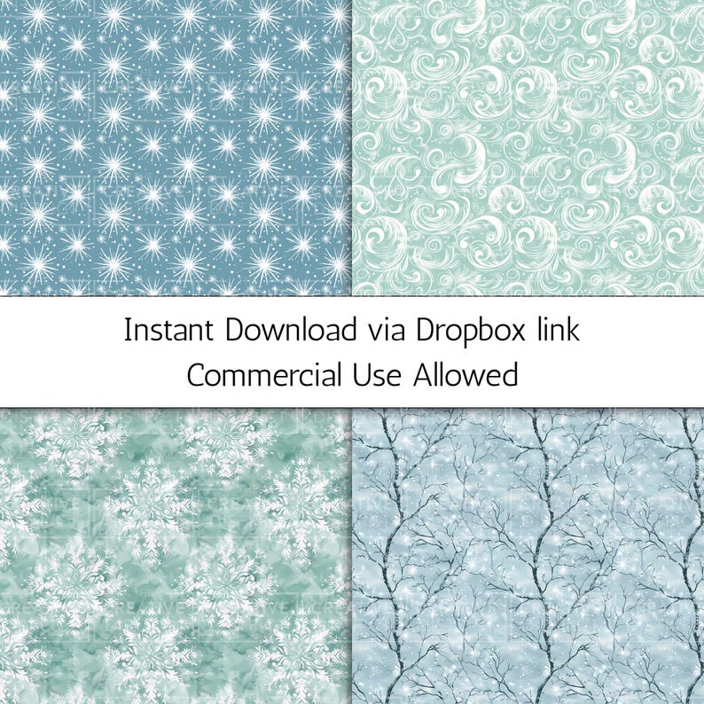 Icy Winter Wonderland Digital Paper Seamless Patterns Whimsical ...