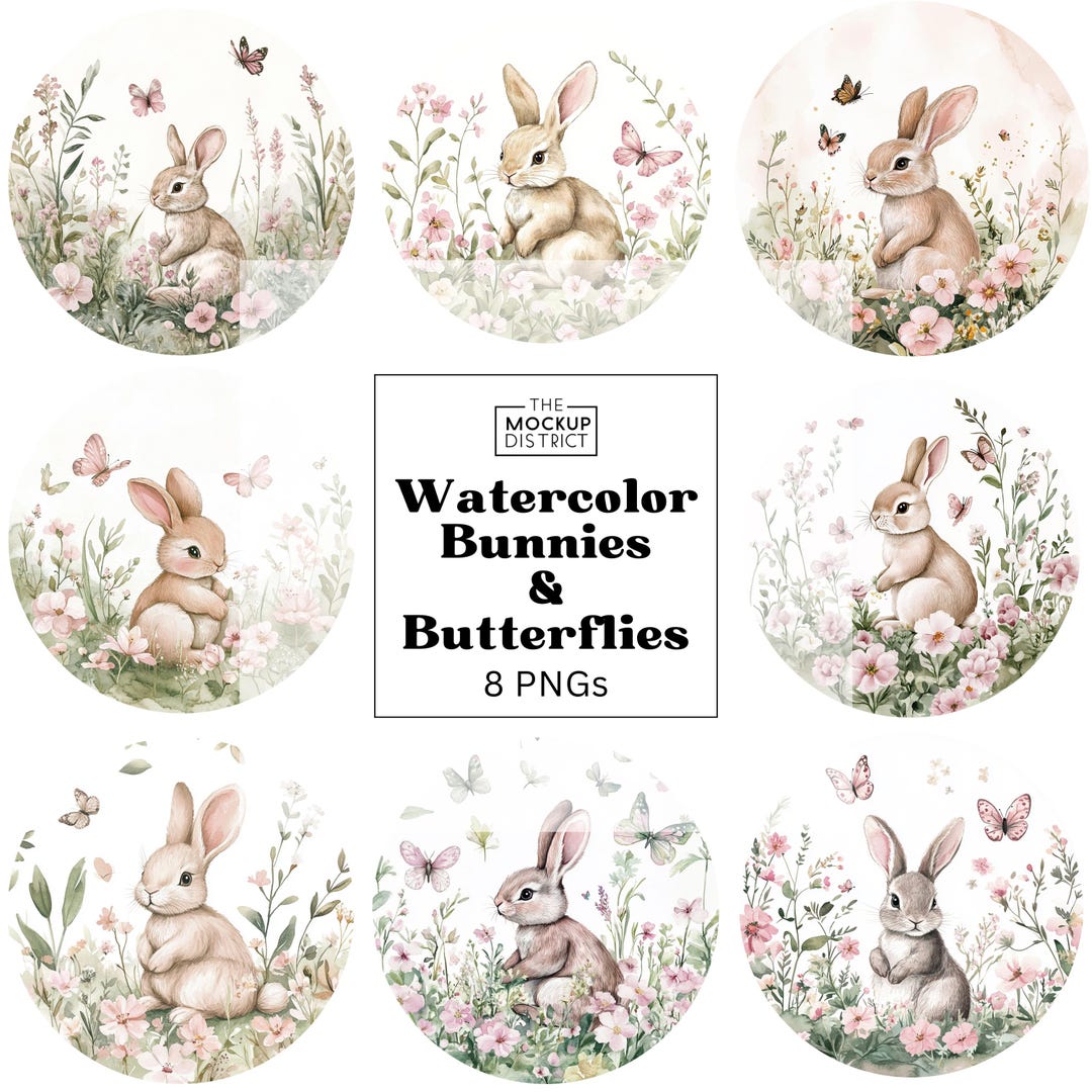 Watercolor Bunny PNG Clipart Cute Easter Bunnies Whimsy Easter Clipart ...