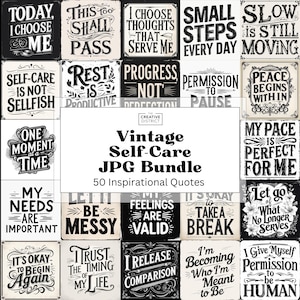 Impressions vintage de citations d'entretien personnel : 50 images JPG motivantes avec une texture grunge pour des journaux indésirables, des oeuvres d'art murales et des travaux manuels numériques